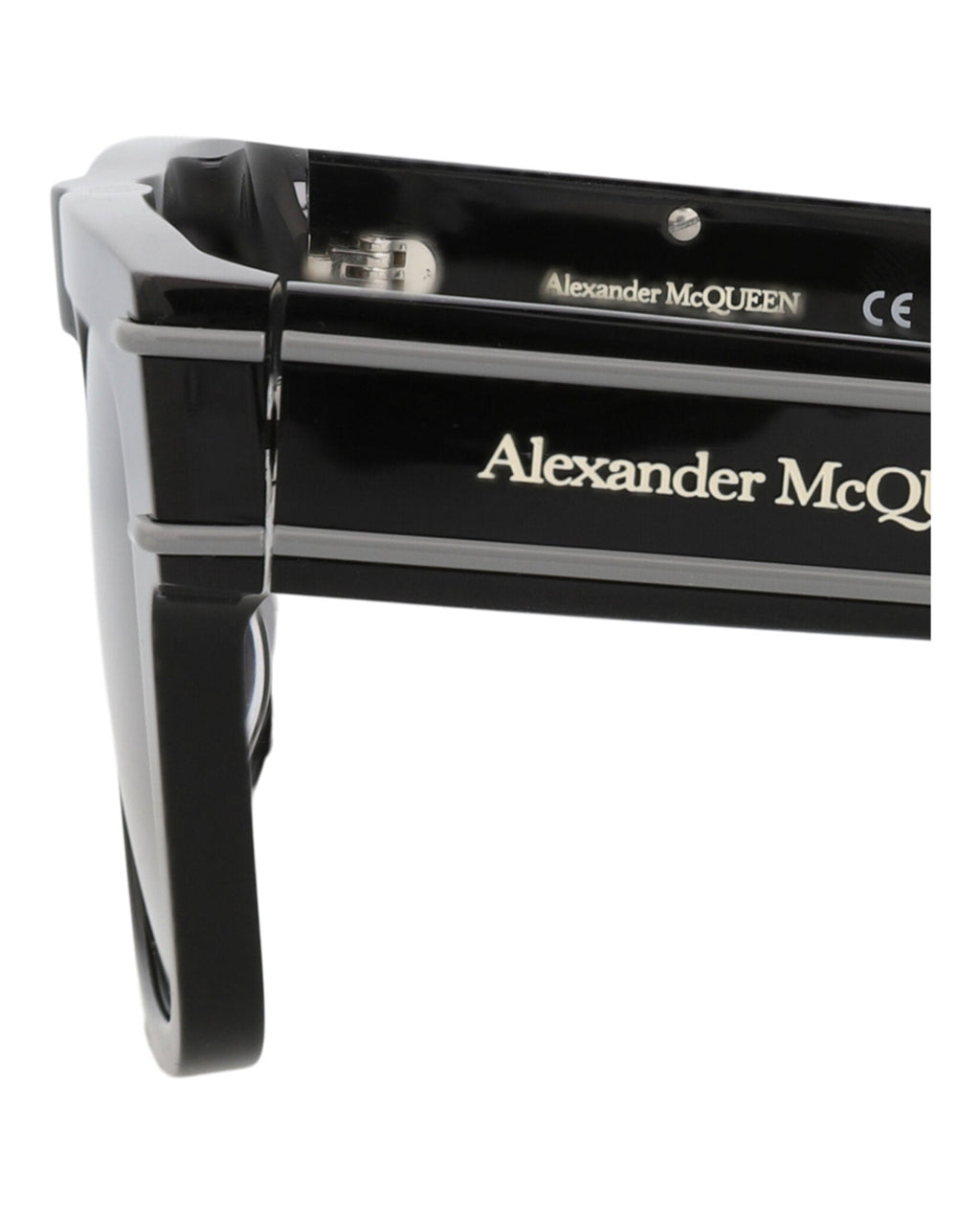 Alexander McQueen Mens Square/Rectangle Black Black Grey Fashion Designer Eyewear