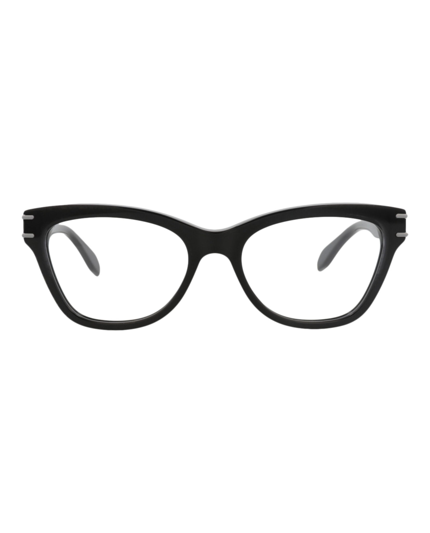 Alexander McQueen Womens Cat Eye Black Black Transparent Fashion Designer Eyewear
