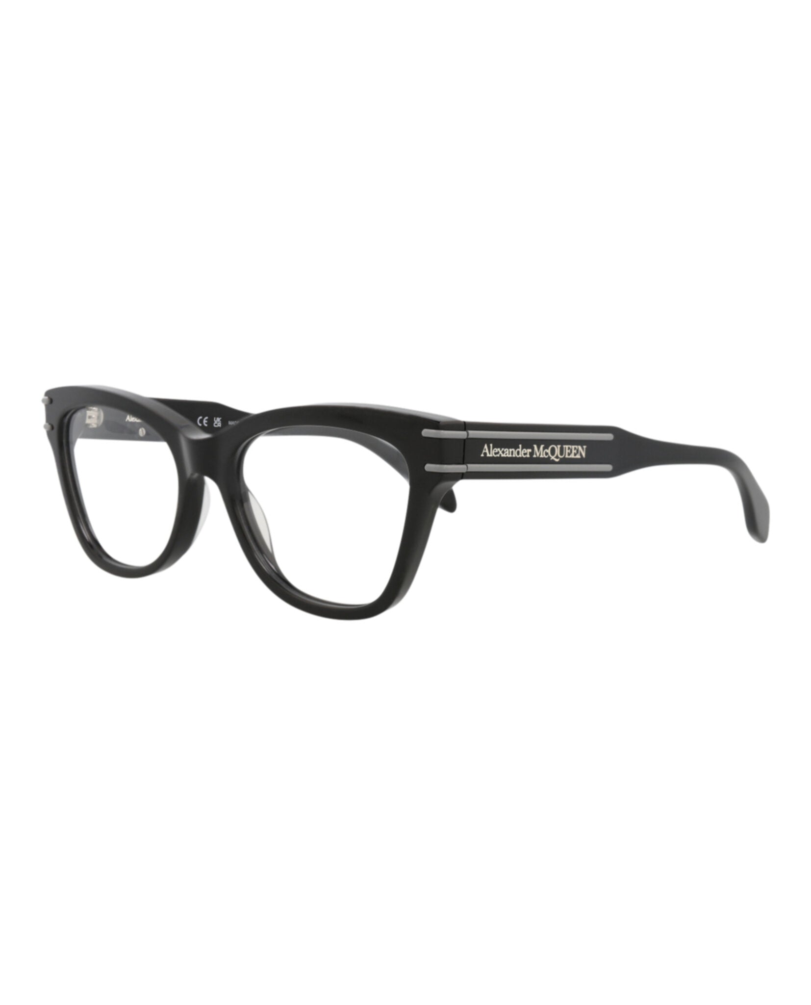 Alexander McQueen Womens Cat Eye Black Black Transparent Fashion Designer Eyewear