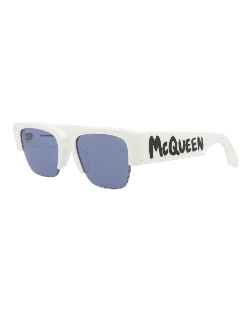 Alexander McQueen Unisex Square/Rectangle White White Blue Fashion Designer Eyewear