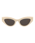 Alexander McQueen Womens Cat Eye Ivory Ivory Grey Fashion Designer Eyewear