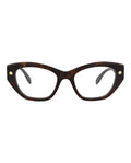 Alexander McQueen Womens Cat Eye Havana Havana Transparent Fashion Designer Eyewear