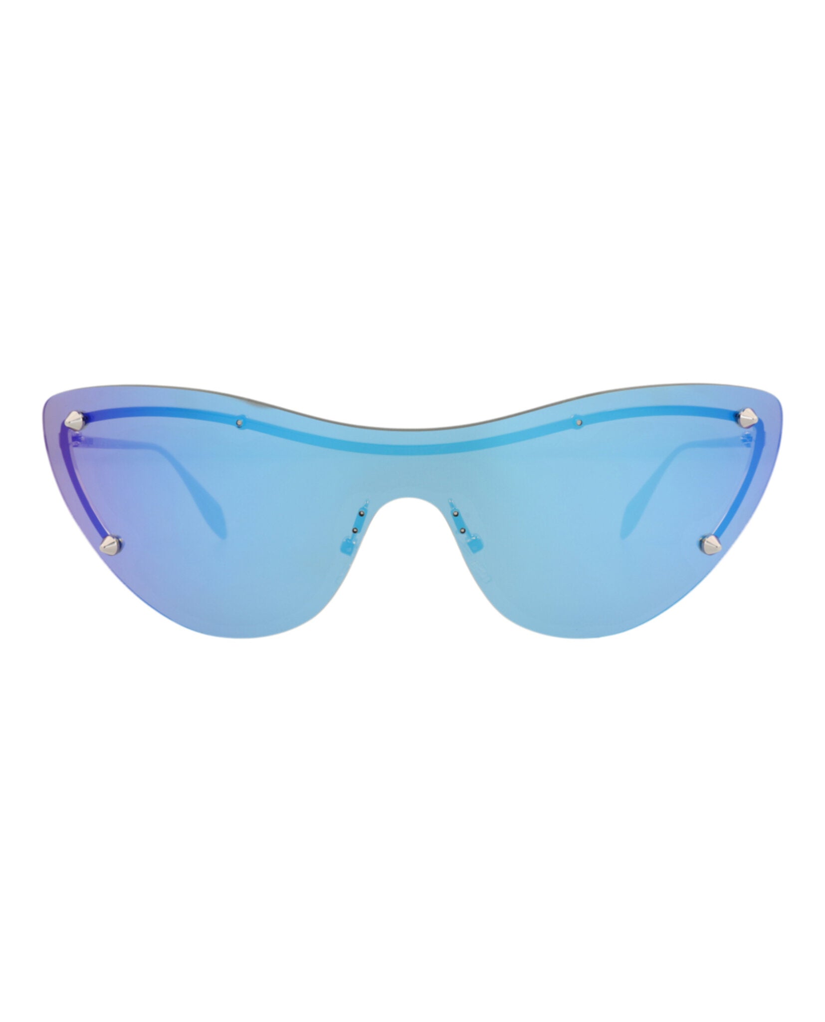 Alexander McQueen Womens Cat Eye Silver Silver Blue Fashion Designer Eyewear