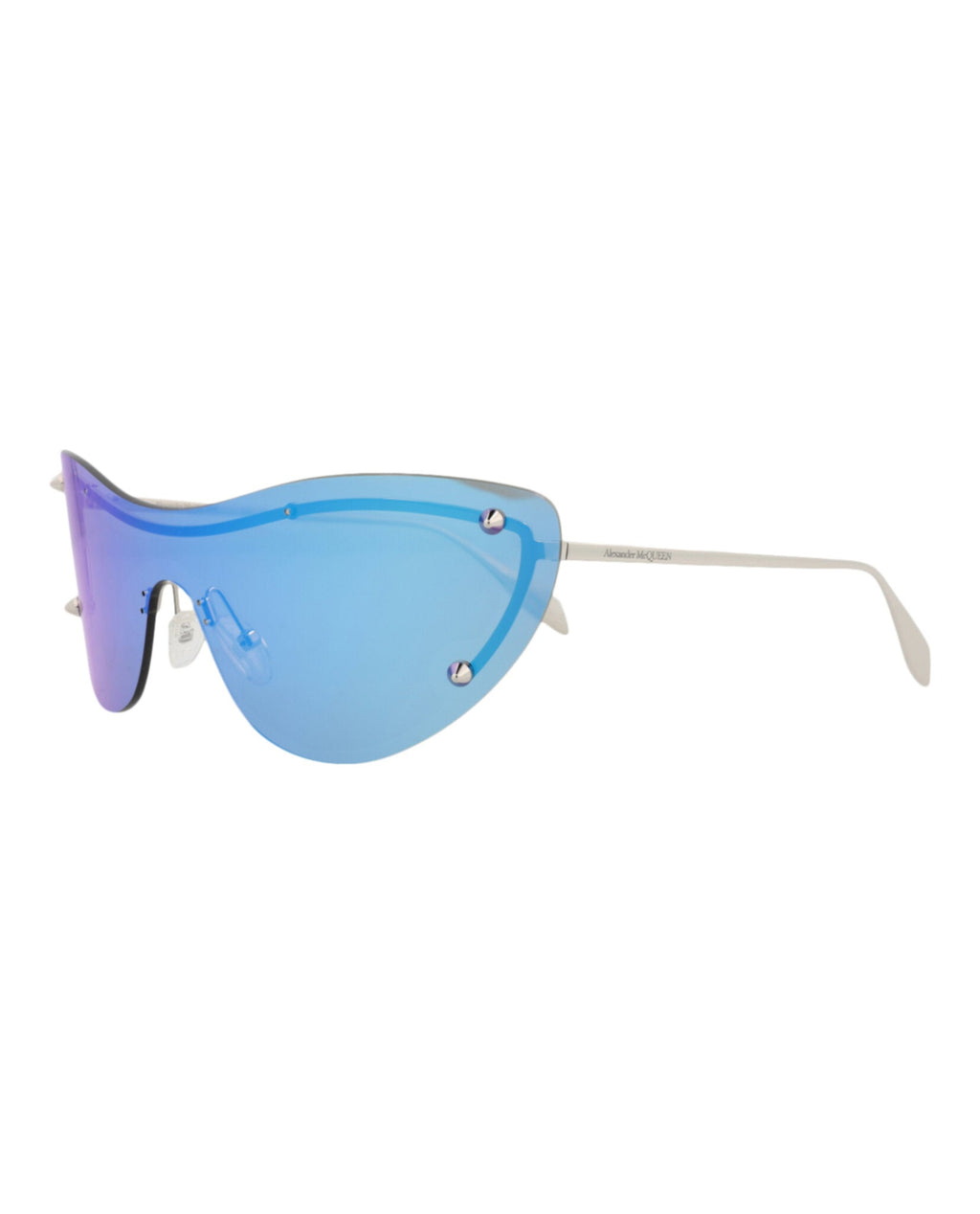 Alexander McQueen Womens Cat Eye Silver Silver Blue Fashion Designer Eyewear