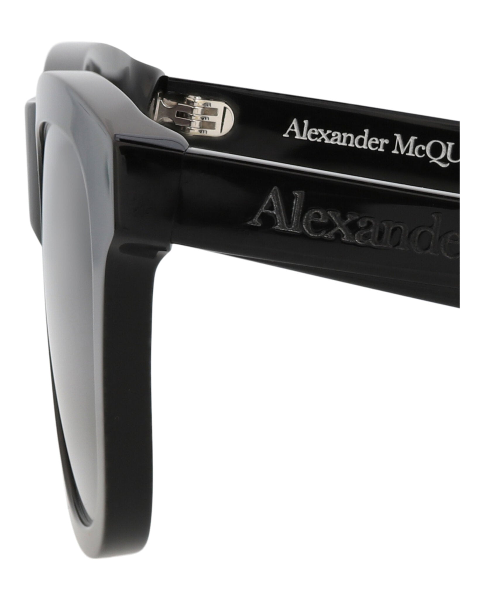 Alexander McQueen Mens Square/Rectangle Black Black Grey Fashion Designer Eyewear