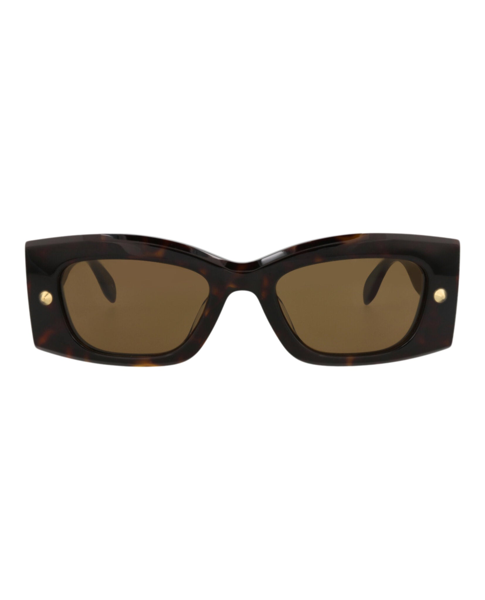 Alexander McQueen Unisex Square/Rectangle Havana Havana Brown Fashion Designer Eyewear