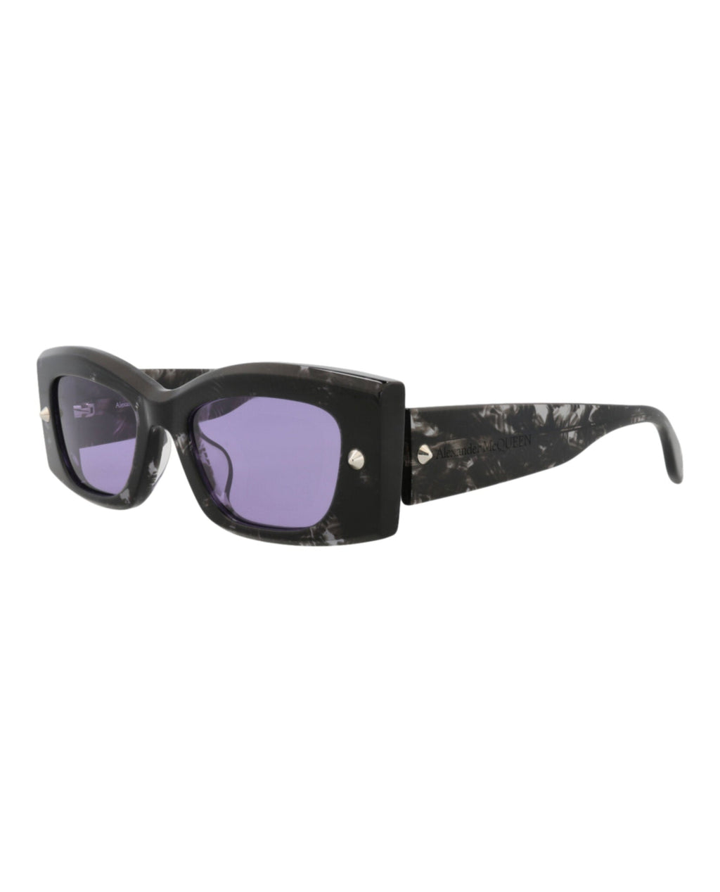 Alexander McQueen Unisex Square/Rectangle Havana Havana Violet Fashion Designer Eyewear