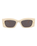 Alexander McQueen Unisex Square/Rectangle Ivory Ivory Grey Fashion Designer Eyewear Ivory Ivory Grey