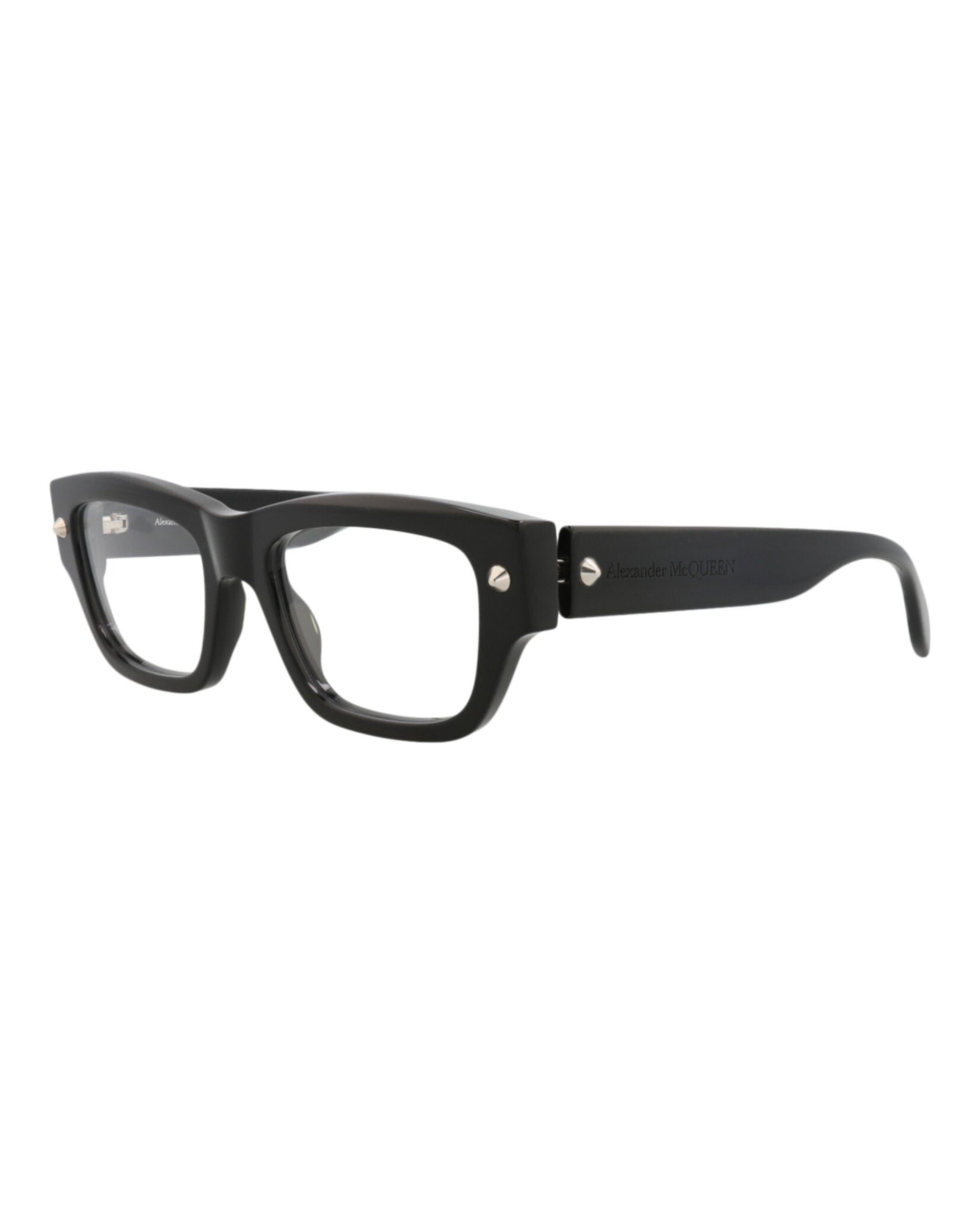 Alexander McQueen Unisex Square/Rectangle Black Black Transparent Fashion Designer Eyewear