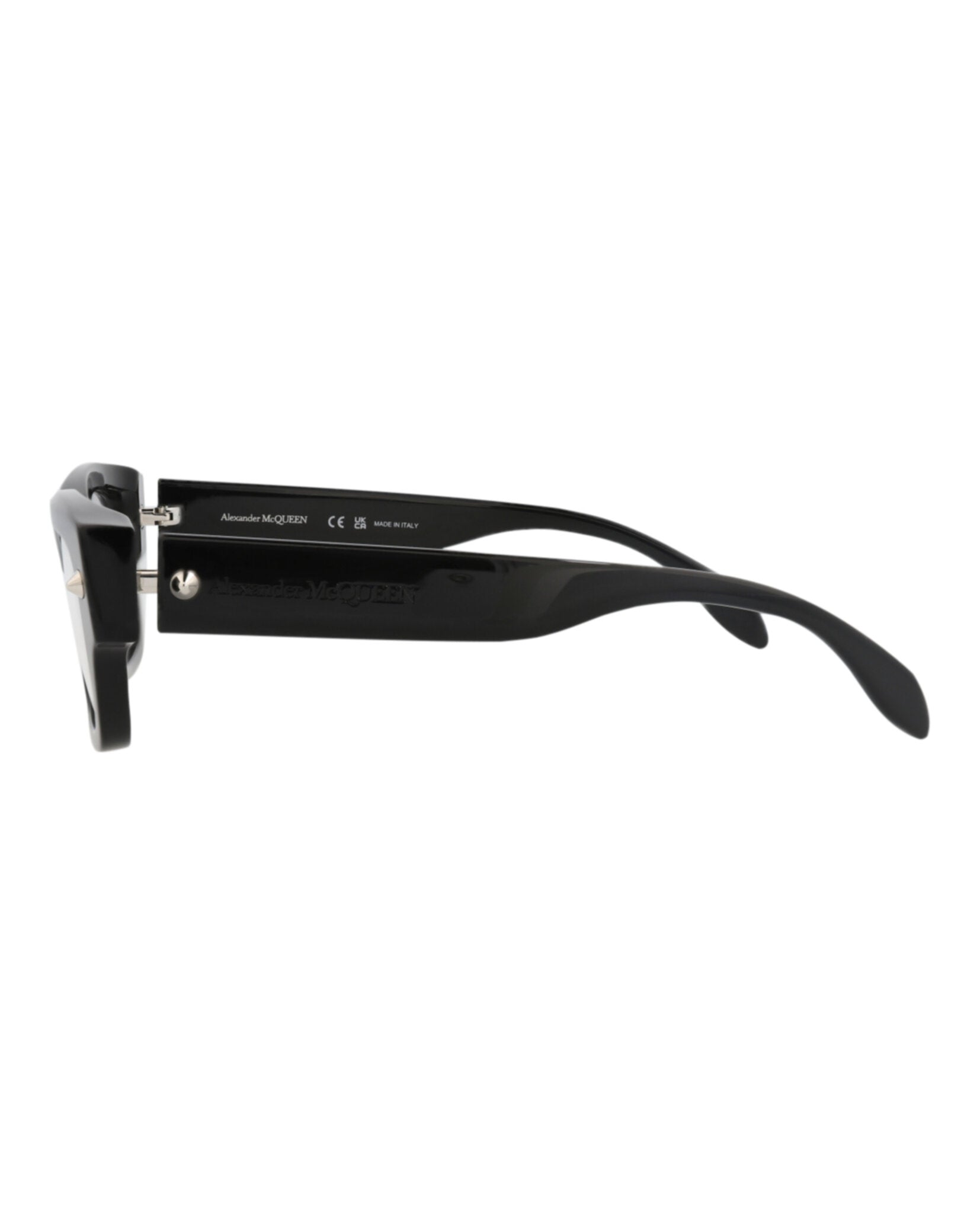 Alexander McQueen Unisex Square/Rectangle Black Black Transparent Fashion Designer Eyewear