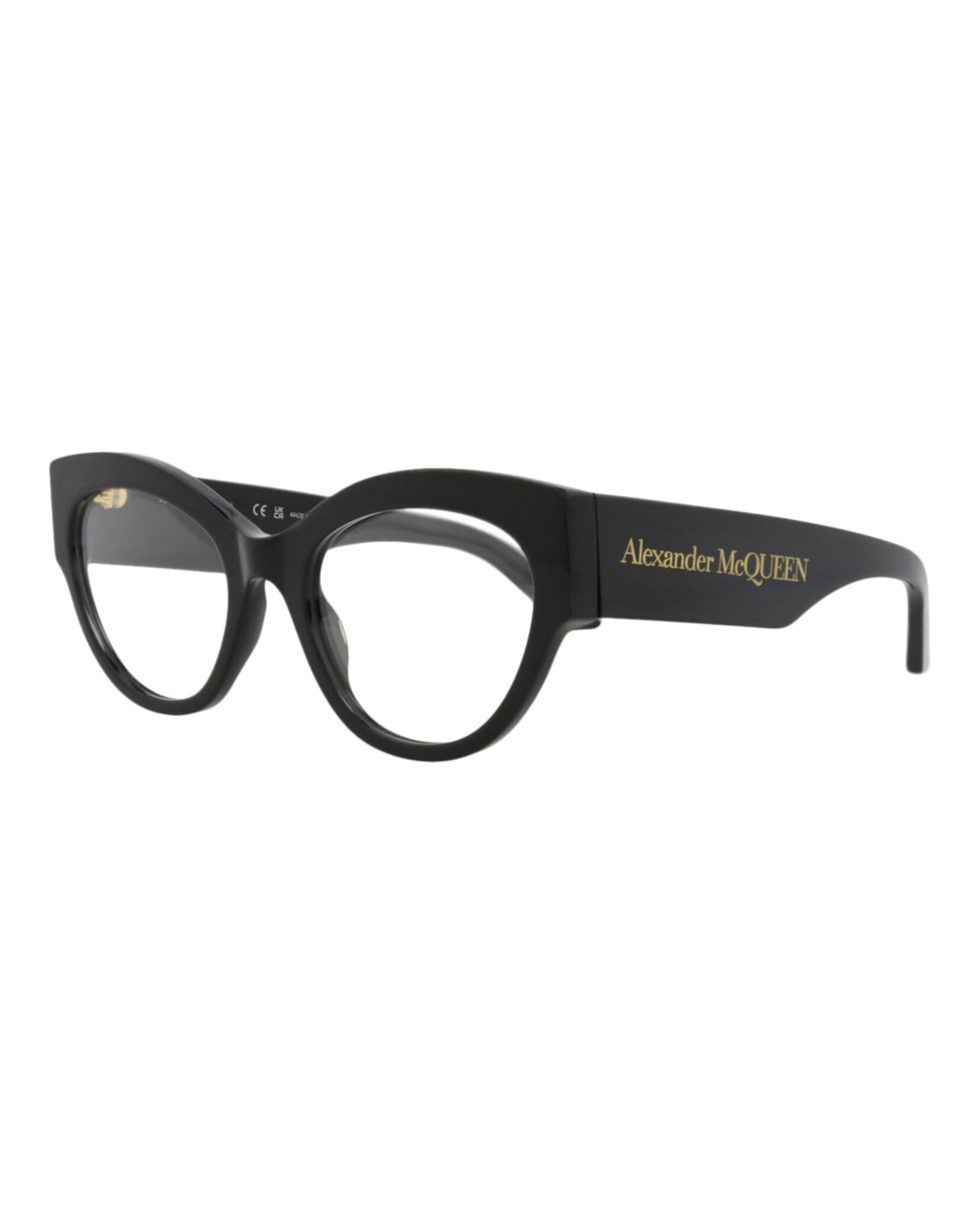 Alexander McQueen Womens Cat Eye Black Black Transparent Fashion Designer Eyewear