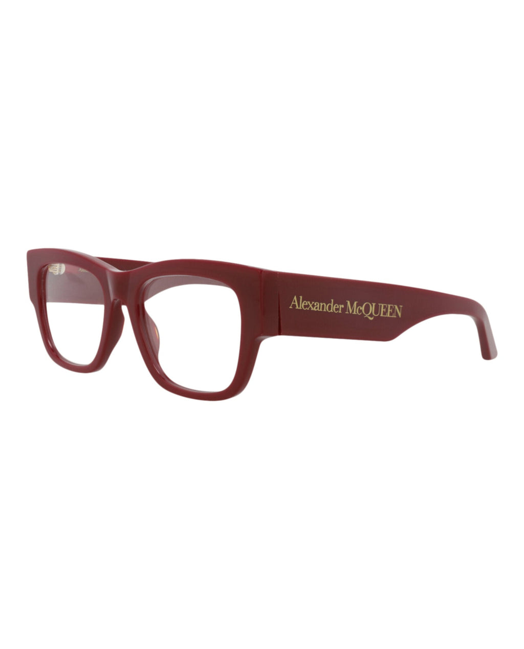 Alexander McQueen Womens Square/Rectangle Burgundy Burgundy Transparent Fashion Designer Eyewear