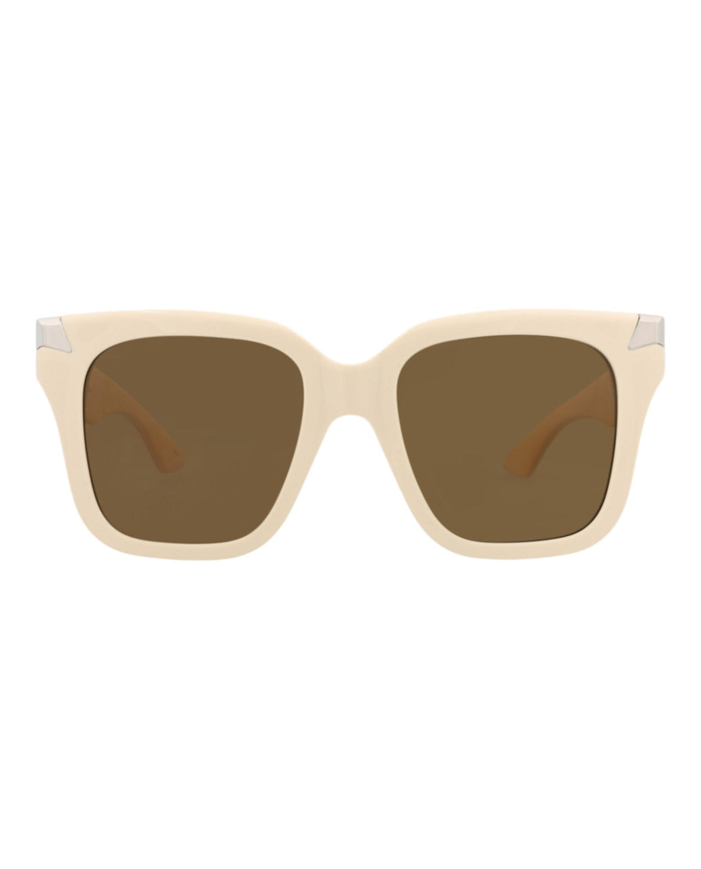 Alexander McQueen Womens Square/Rectangle Ivory Ivory Brown Fashion Designer Eyewear