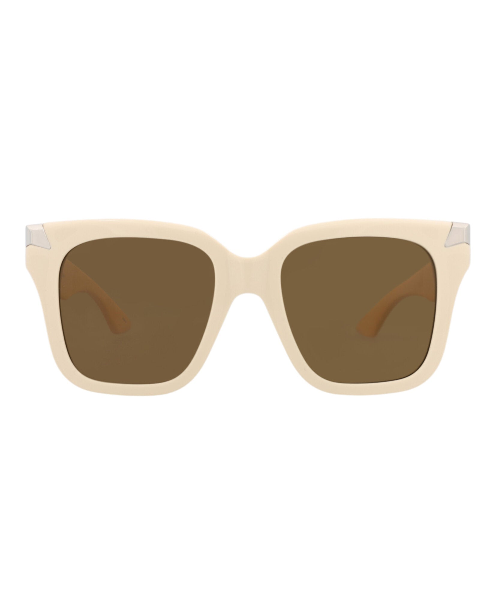 Alexander McQueen Womens Square/Rectangle Ivory Ivory Brown Fashion Designer Eyewear