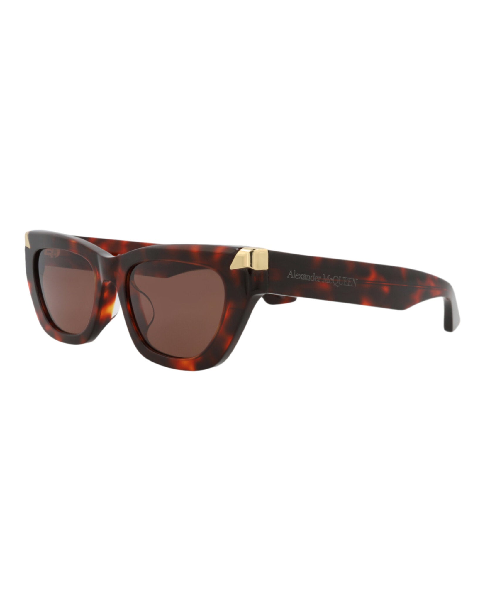 Alexander McQueen Womens Cat Eye Havana Havana Brown Fashion Designer Eyewear