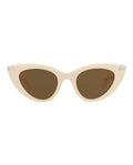 Alexander McQueen Womens Cat Eye Ivory Ivory Brown Fashion Designer Eyewear