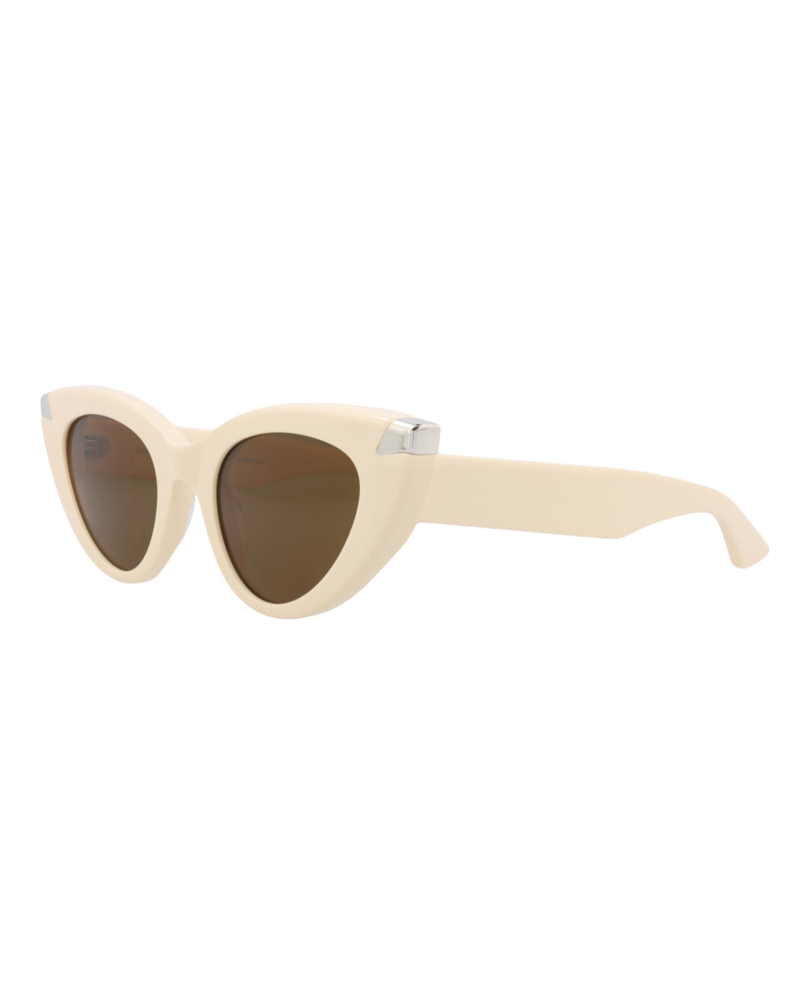 Alexander McQueen Womens Cat Eye Ivory Ivory Brown Fashion Designer Eyewear