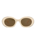Alexander McQueen Womens Round/Oval Ivory Ivory Brown Fashion Designer Eyewear