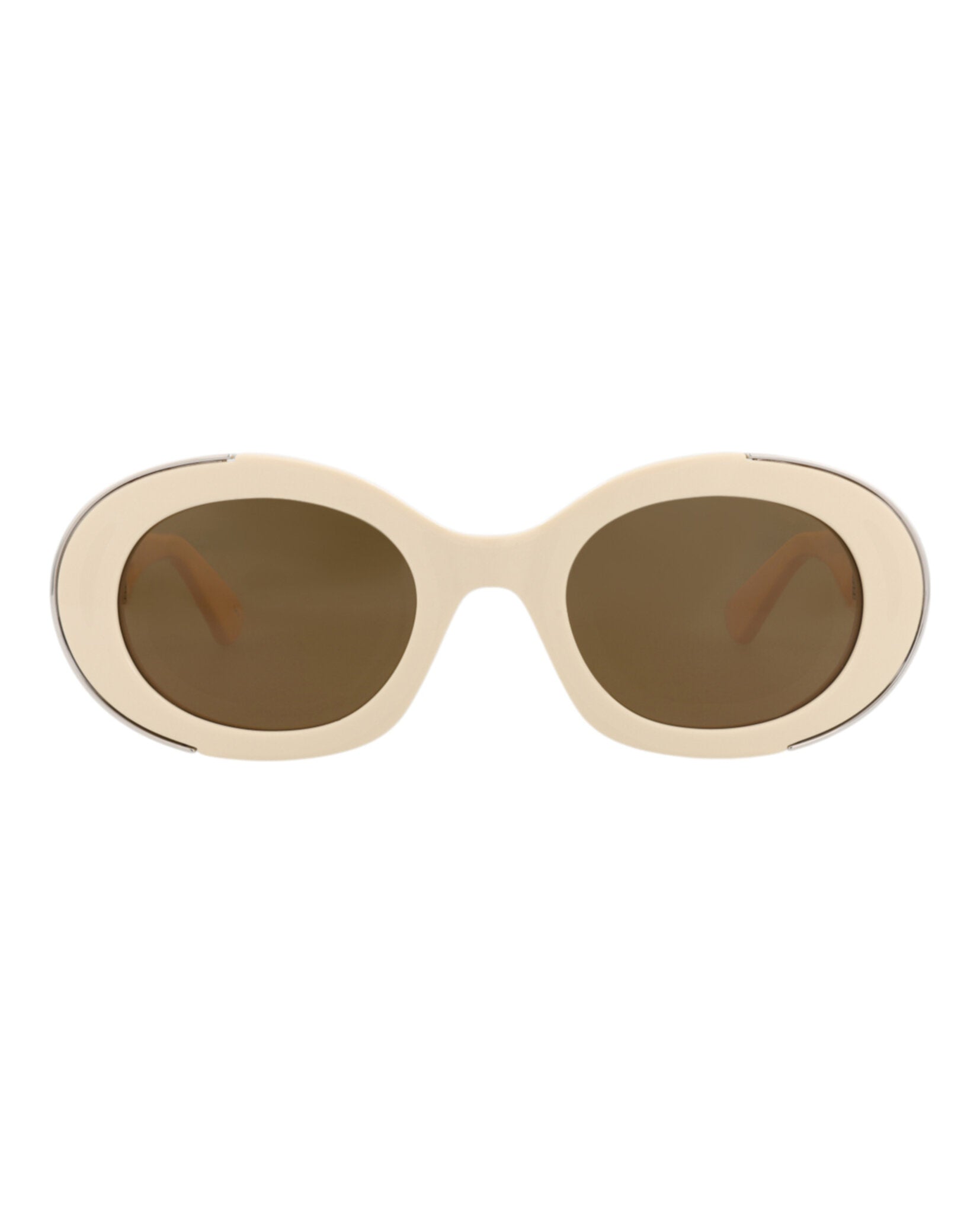 Alexander McQueen Womens Round/Oval Ivory Ivory Brown Fashion Designer Eyewear