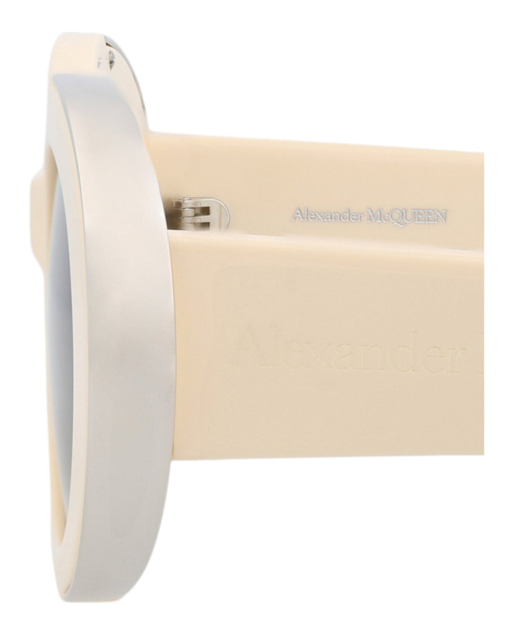 Alexander McQueen Womens Round/Oval Ivory Ivory Brown Fashion Designer Eyewear