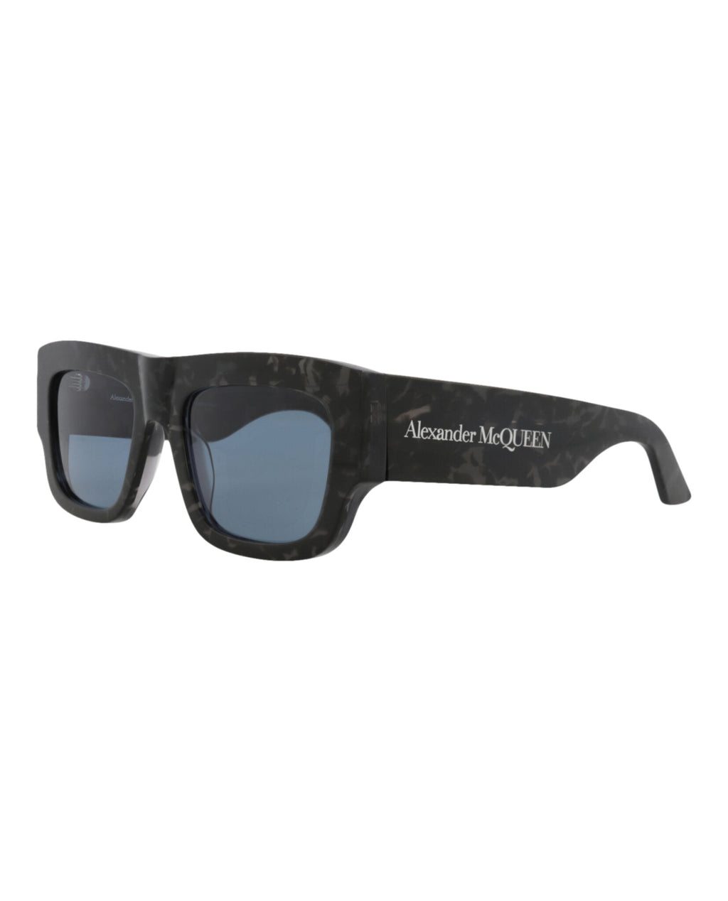 Alexander McQueen Mens Square/Rectangle Havana Havana Blue Fashion Designer Eyewear