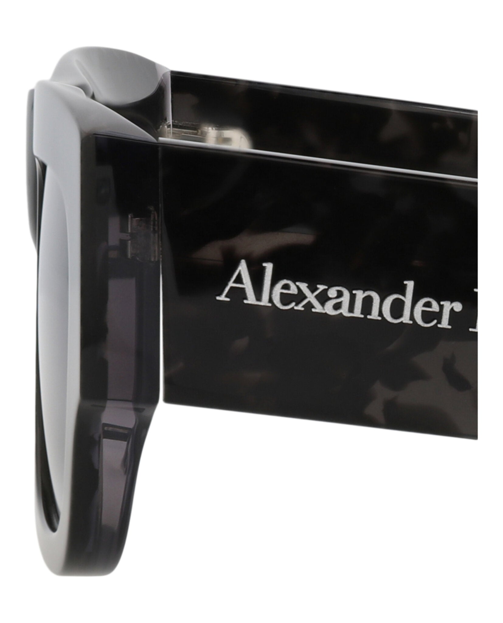 Alexander McQueen Mens Square/Rectangle Havana Havana Blue Fashion Designer Eyewear