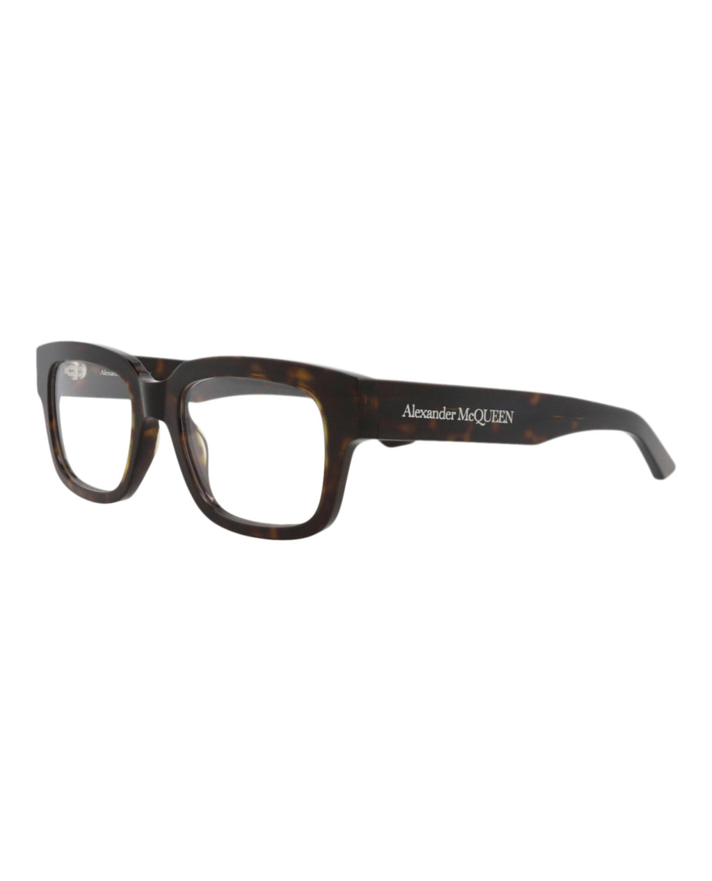 Alexander McQueen Mens Square/Rectangle Havana Havana Transparent Fashion Designer Eyewear