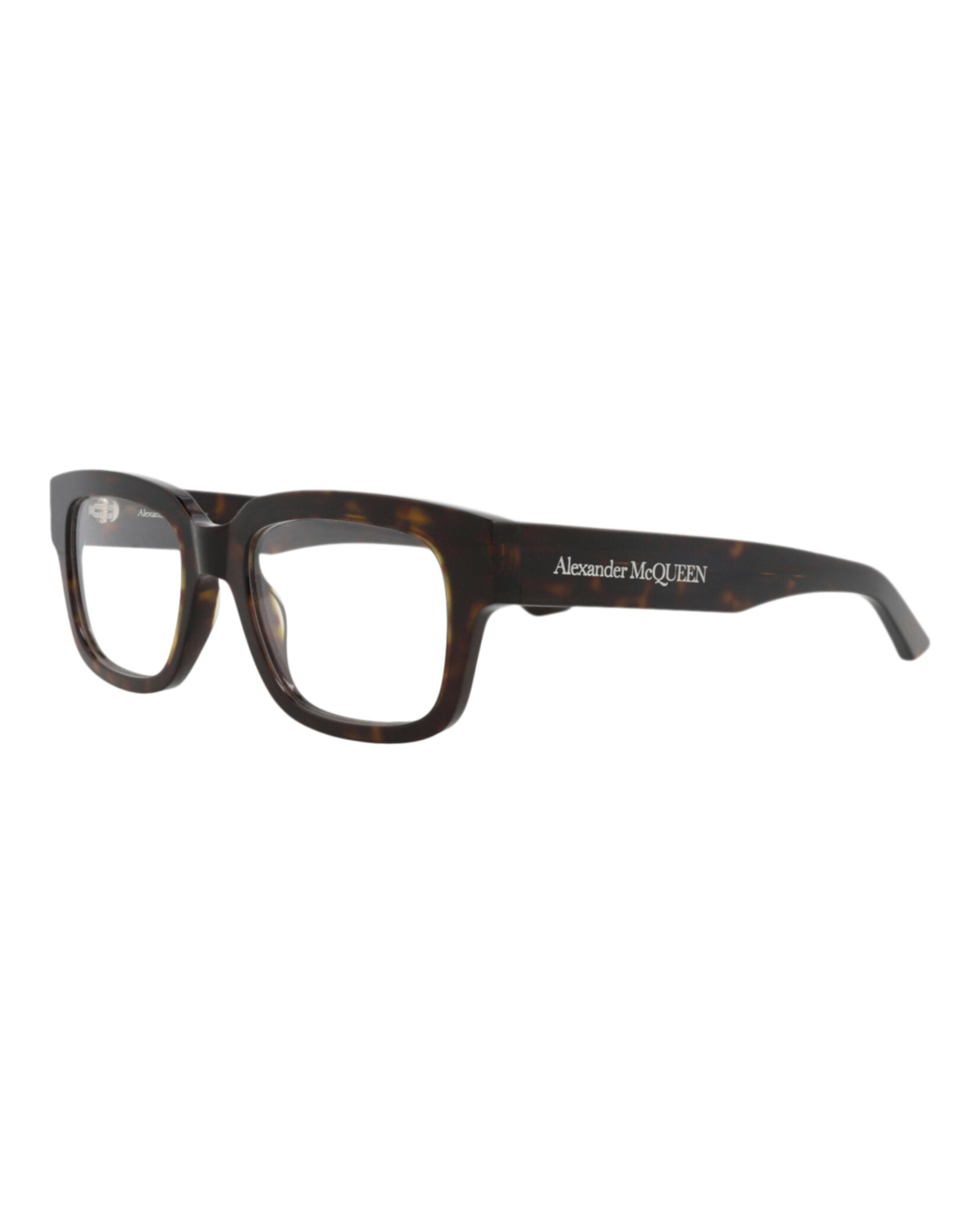 Alexander McQueen Mens Square/Rectangle Havana Havana Transparent Fashion Designer Eyewear