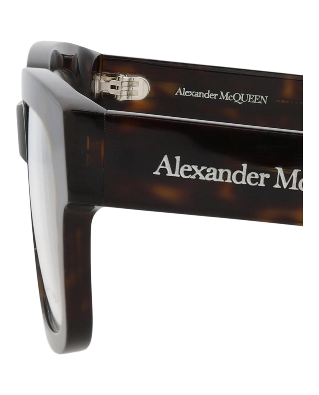 Alexander McQueen Mens Square/Rectangle Havana Havana Transparent Fashion Designer Eyewear