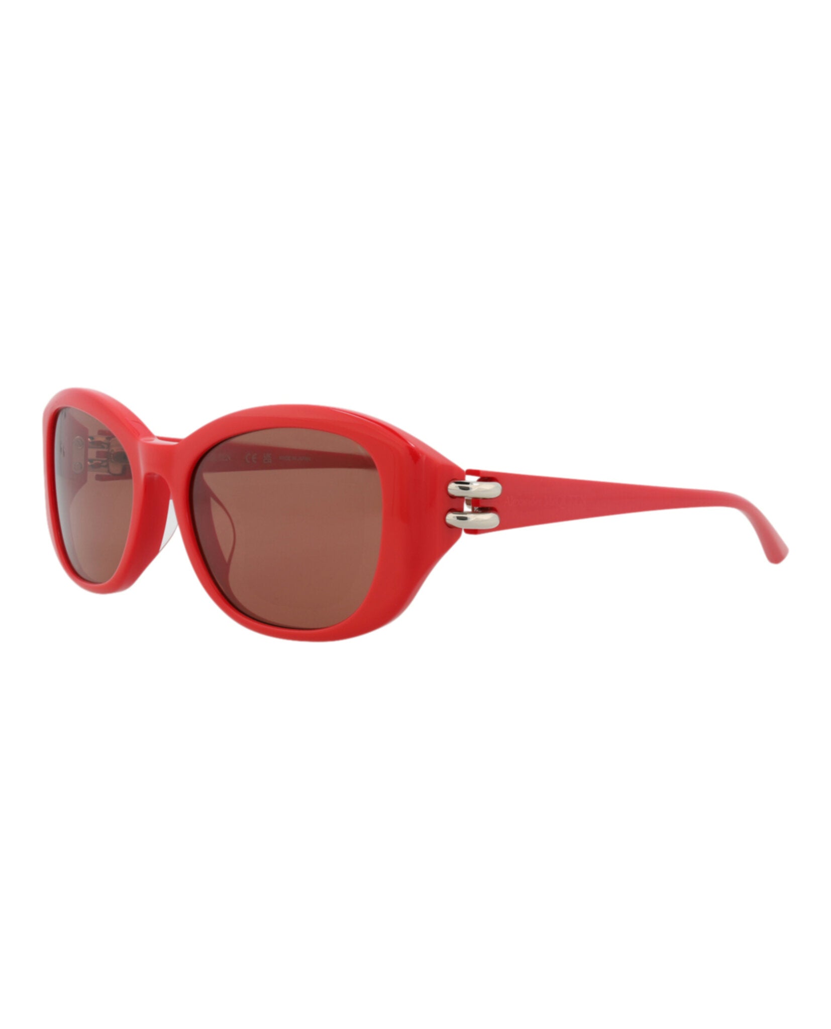 Alexander McQueen Womens Round/Oval Red Red Brown Fashion Designer Eyewear
