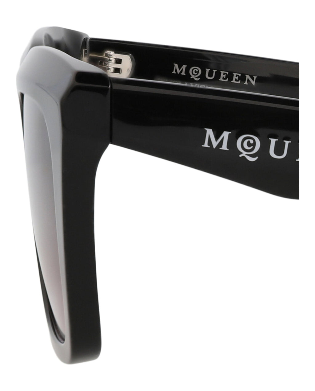 Alexander McQueen Womens Square/Rectangle Black Black Violet Fashion Designer Eyewear