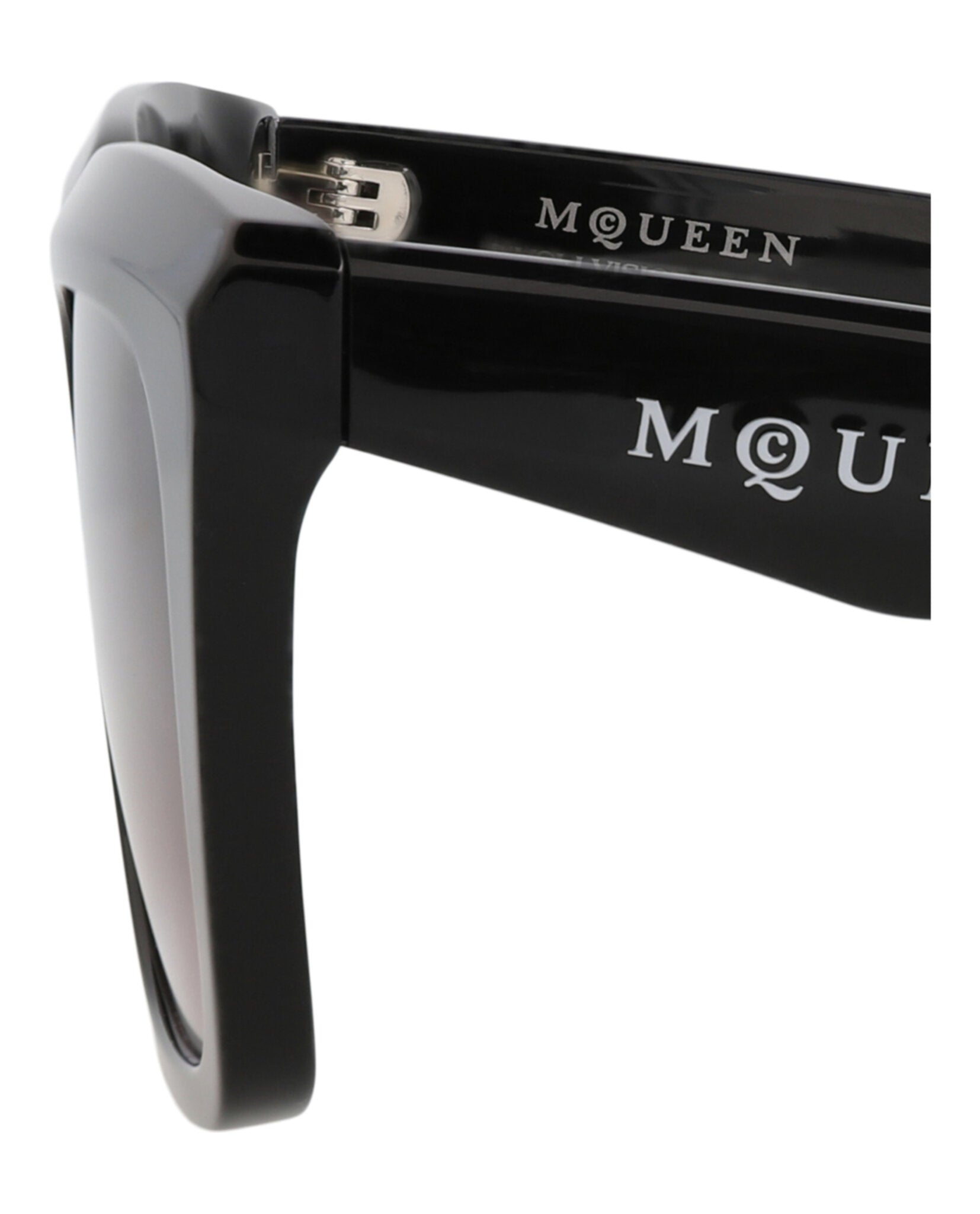 Alexander McQueen Womens Square/Rectangle Black Black Violet Fashion Designer Eyewear