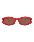 Alexander McQueen Womens Square/Rectangle Red Silver Brown Fashion Designer Eyewear