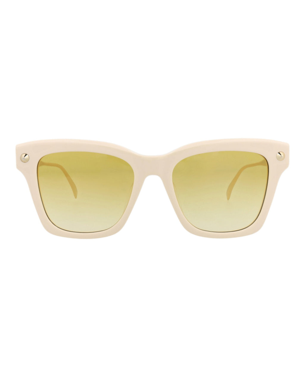 Alexander McQueen Womens Square/Rectangle Ivory Gold Yellow Fashion Designer Eyewear