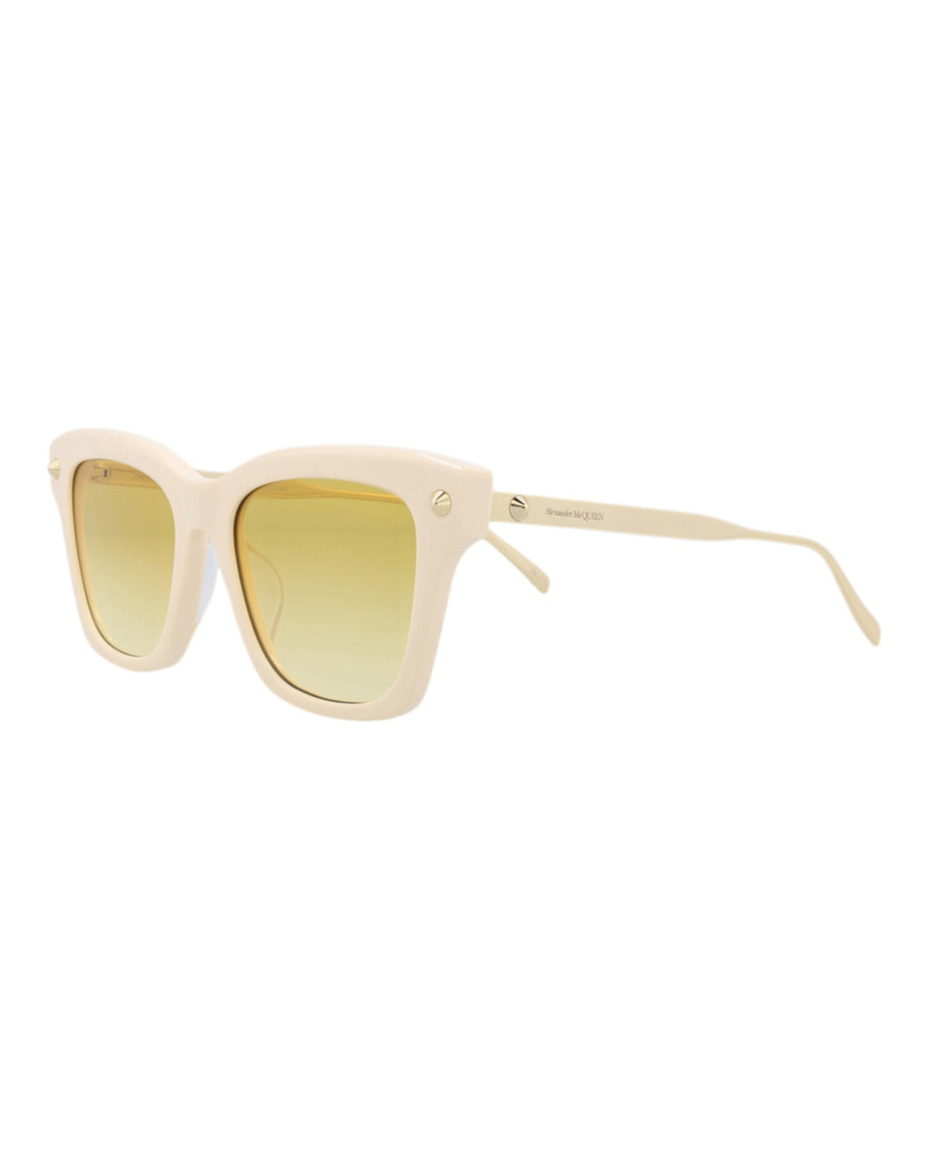 Alexander McQueen Womens Square/Rectangle Ivory Gold Yellow Fashion Designer Eyewear