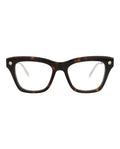 Alexander McQueen Womens Square/Rectangle Havana Gold Transparent Fashion Designer Eyewear