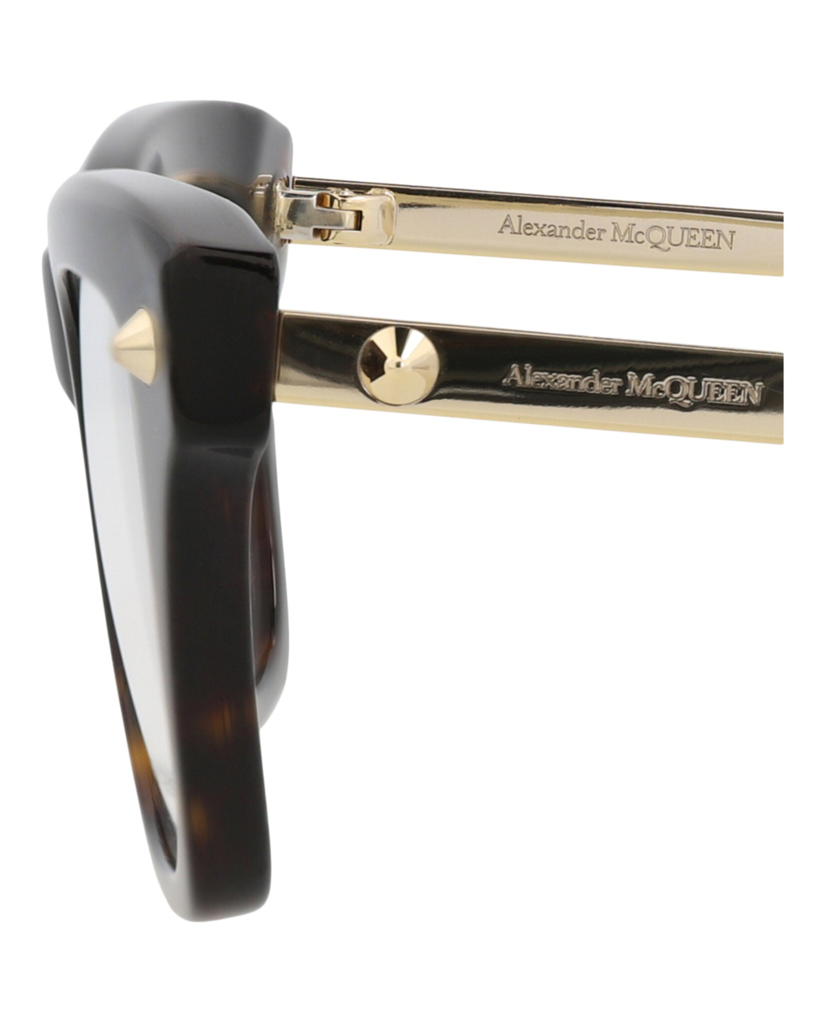 Alexander McQueen Womens Square/Rectangle Havana Gold Transparent Fashion Designer Eyewear