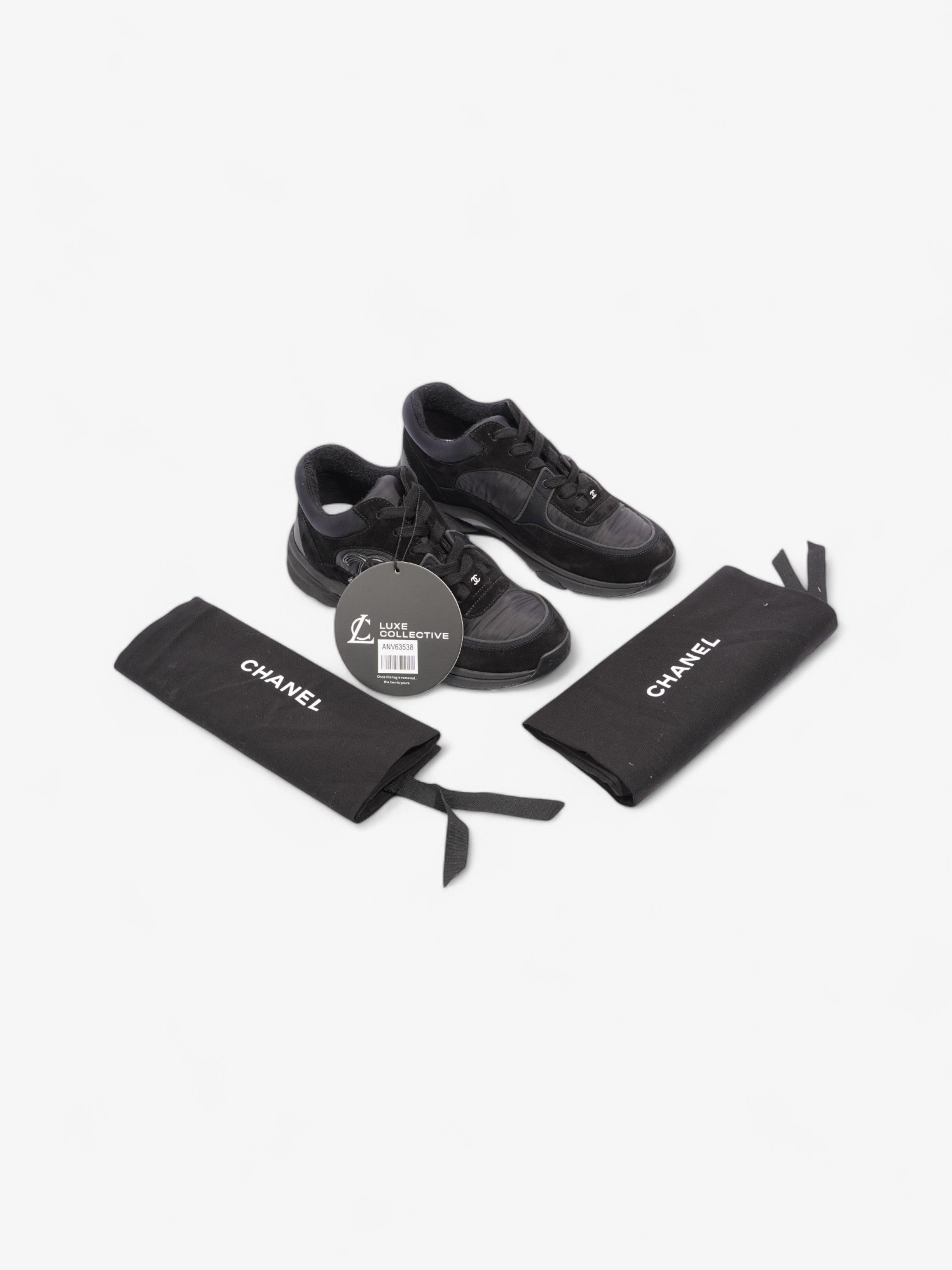 Chanel CC Logo Sneakers Black Suede EU 37.5 UK 4.5