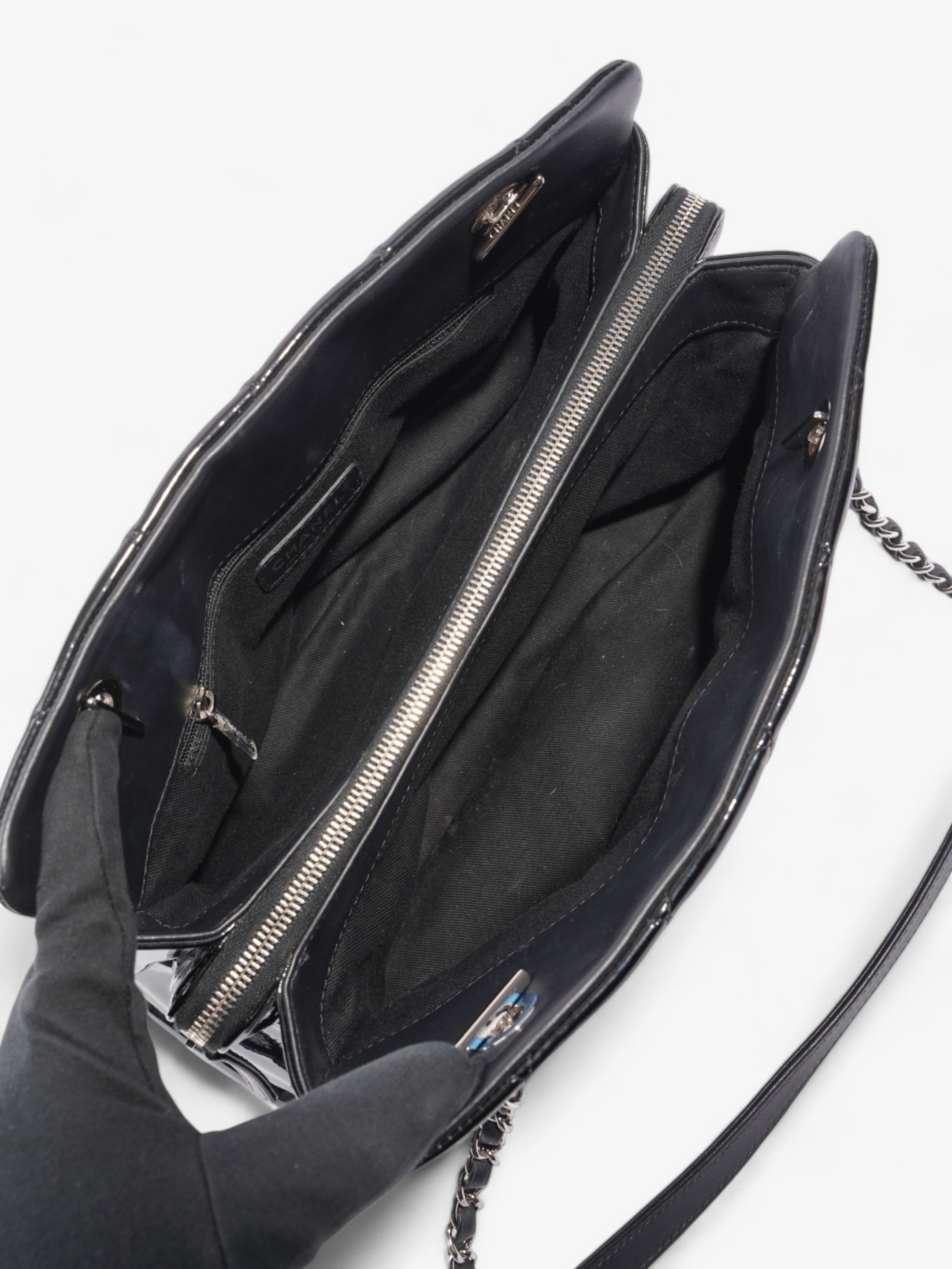 Chanel Timeless CC Shopping Tote Black Patent Leather Medium