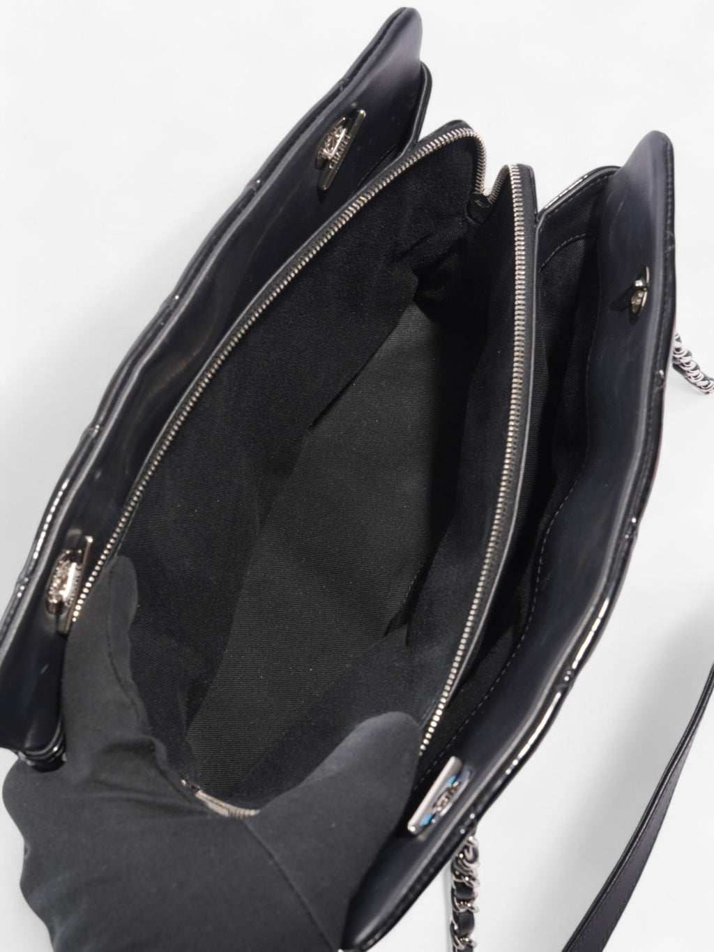 Chanel Timeless CC Shopping Tote Black Patent Leather Medium
