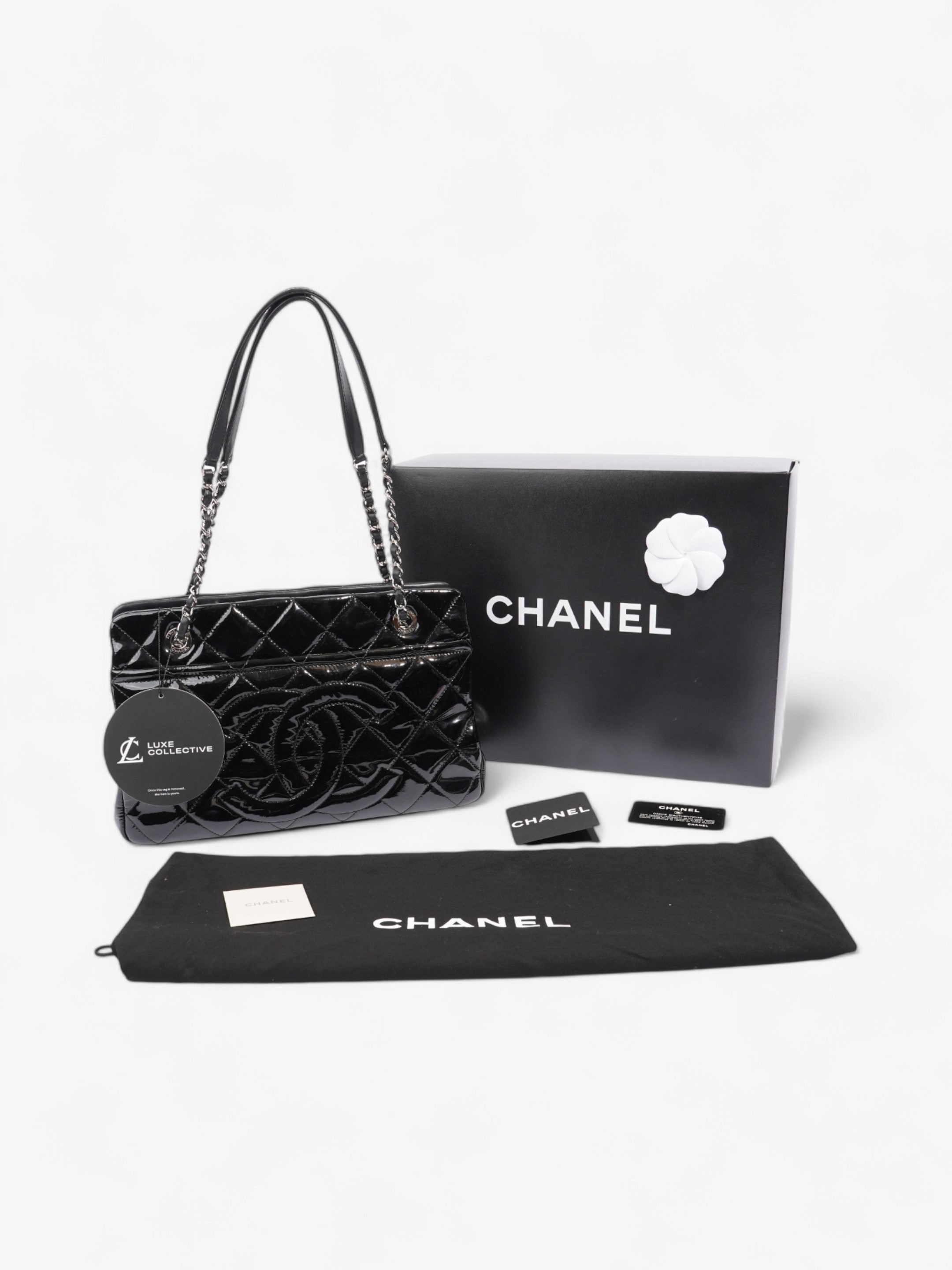 Chanel Timeless CC Shopping Tote Black Patent Leather Medium