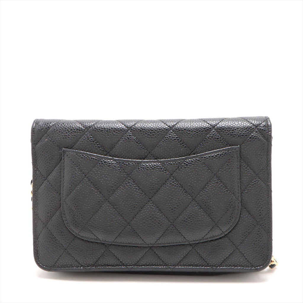 HOLD Chanel Caviar Wallet On Chain WOC Black (microchipped)