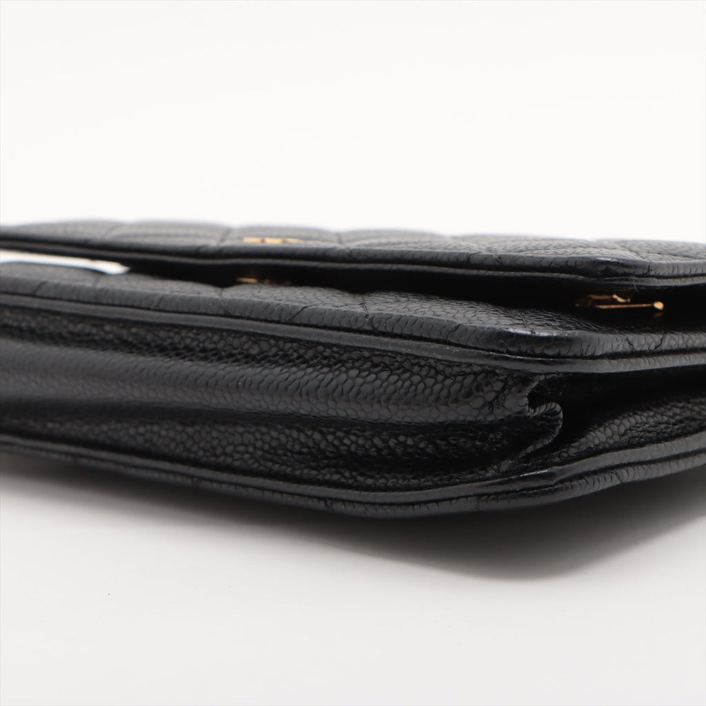 HOLD Chanel Caviar Wallet On Chain WOC Black (microchipped)