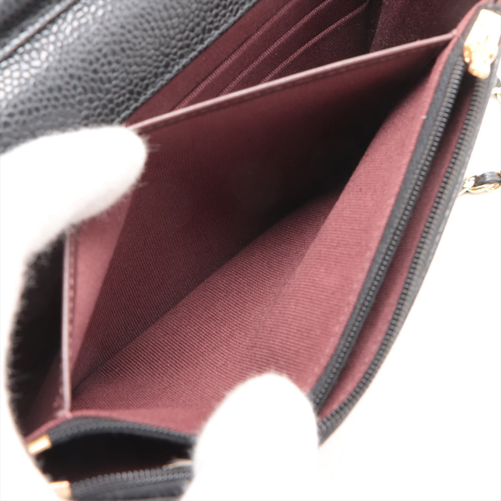 HOLD Chanel Caviar Wallet On Chain WOC Black (microchipped)