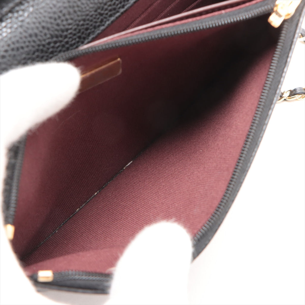 HOLD Chanel Caviar Wallet On Chain WOC Black (microchipped)