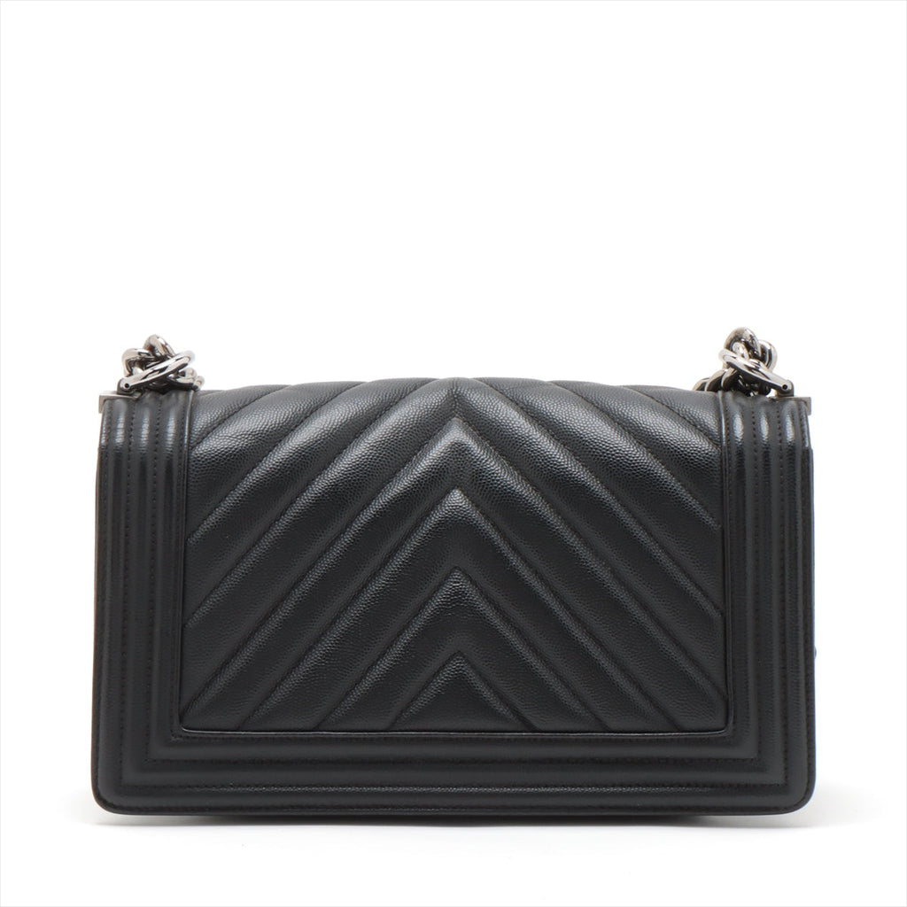 Chanel Old Medium Boy Chevron Caviar Black - 25 series
