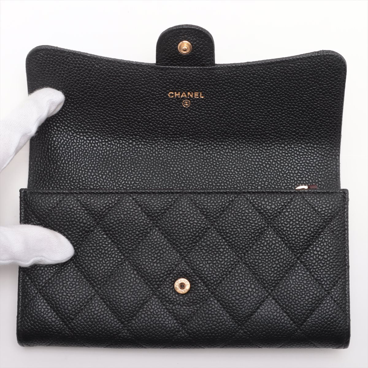Chanel Long Caviar Black Wallet