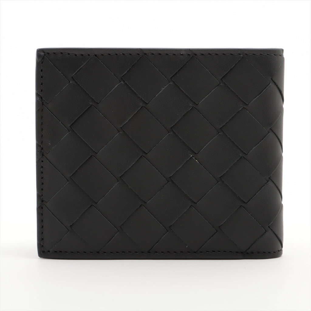 Bottega Veneta Intrecciato Black Calfskin Leather Bi-Fold Wallet [Clearance Sale]