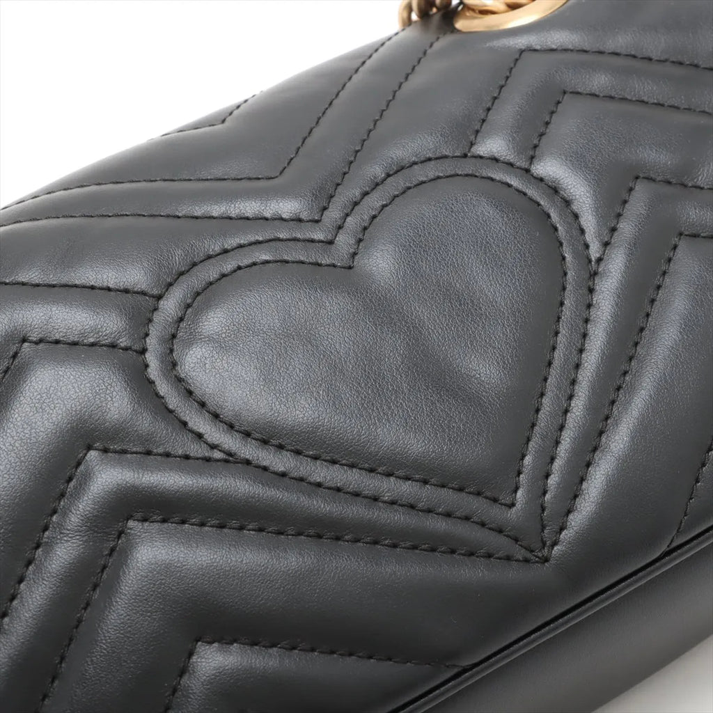 Gucci Black Leather GG Marmont Small Shoulder Bag [Clearance Sale]