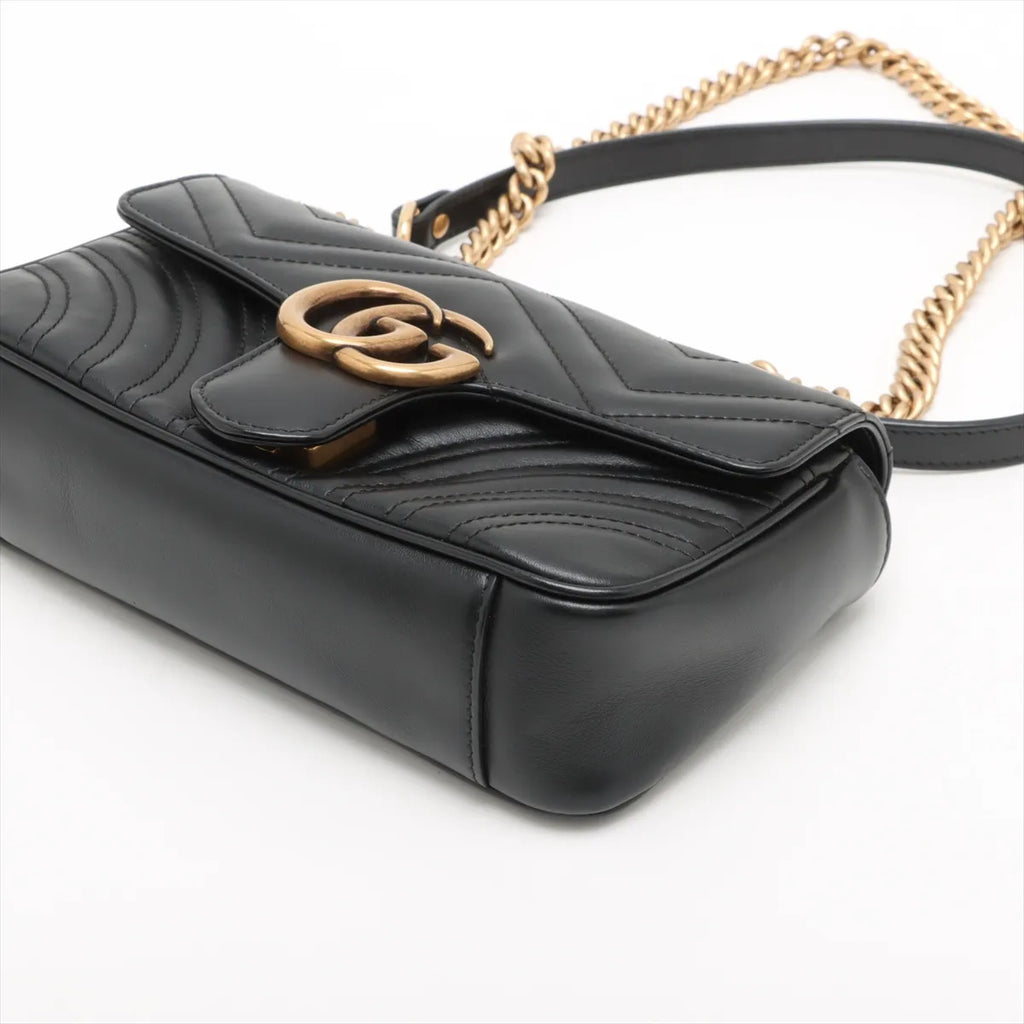 Gucci Black Leather GG Marmont Small Shoulder Bag [Clearance Sale]